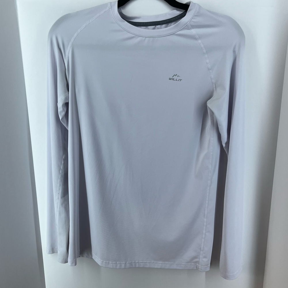 Willit White Long Sleeve Swim T-Shirt Youth XL 90% Polyester 10% Spandex